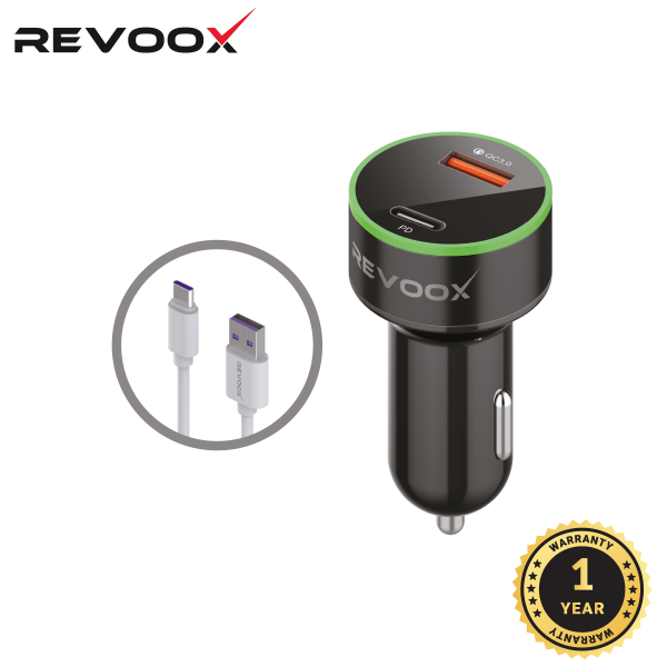REVOOX Chargeur Voiture 15W + Câble Type-C (RCC-PC01)