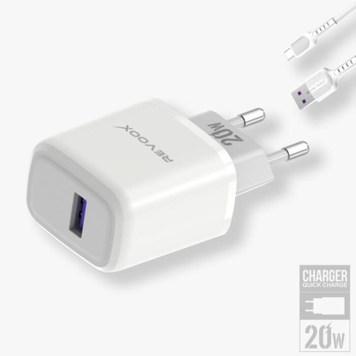 REVOOX Chargeur Secteur 20W + Câble Type-C (RCH-AC02)